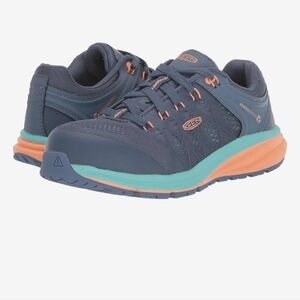 Keen Women's Safety Shoes in Navy and Coral